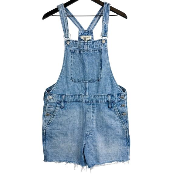 Madewell Adirondack Shortalls Denim Raw Hem Blue - L - Picture 1 of 10